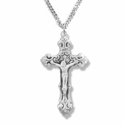 Sterling Silver Antiqued Scroll Cross Pendant 